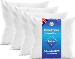 Rohi Set Of 4 Hypoallergic Cushion Pads 45cm X 45cm - White Polyster Square Cushions - Standard Stuffer Pack Of Cushion Inserts 45cm X 45cm (Pack Of