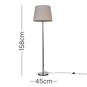 ValueLights Modern Polished Chrome Metal Standard Floor Lamp With Pink Tapered Shade - Includes 6w LED Bulb 3000K Warm White