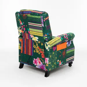 Fabric Green Patchwork Mary Manual Recliner Chair