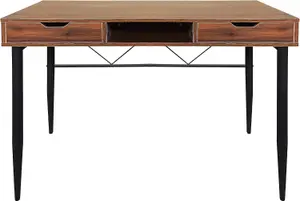 MDA Designs Kenora Home Office Study Ergonomic Desk Table Workstation with Drawers Walnut Black