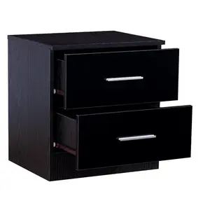 Eva 2 Drawer Bedside Table Black Oak/Gloss Black