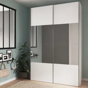 GoodHome Atomia White Particle board Mirrored Wardrobe (H)2250mm (W)1500mm (D)655mm