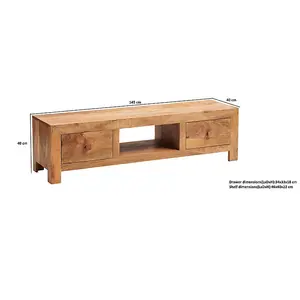 Toko Light Mango Wide Screen TV Unit - Solid Mango Wood - L40 x W145 x H40 cm