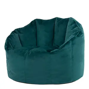 icon Sirena Scallop Chair Bean Bag and Footstool Teal Green Velvet Bean Bags