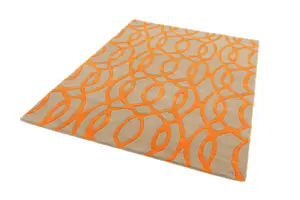 Orange Wool Luxurious Modern Easy to Clean Handmade Abstract Rug For Bedroom Dining Room And Living Room -160cm X 230cm