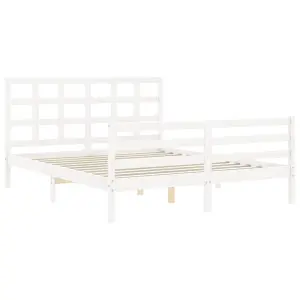 Berkfield Bed Frame with Headboard White 160x200 cm Solid Wood