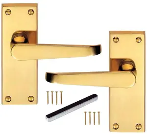 Golden Grace Victorian Straight Lever Latch Door Handle Handles 120mm x 40mm Polished Brass Finish