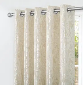 Home Curtains Mia Super Thermal Interlined 65w x 72d" (165x183cm) Cream Eyelet Curtains (PAIR)