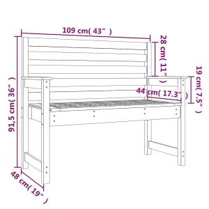 Berkfield Garden Bench 109x48x91.5 cm Solid Wood Pine