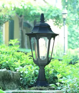 Elstead Parish 1 Light Outdoor Pedestal Lantern Black IP44, E27