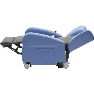 Dual Motor Rise and Recline Lounge Chair - Wipe Clean PU Fabric Black and Blue