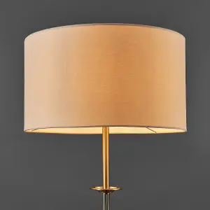 ValueLights Belmont Traditional Style Antique Brass Sconce Floor Lamp with Beige Drum Shade - Includes 6w LED Bulb 3000K