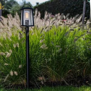 CGC KELSEY Black Post Lantern With Water Glass Diffuser