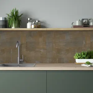 Splashwall Brown Oak effect Aluminium Splashback, (H)600mm (W)2440mm (T)4mm