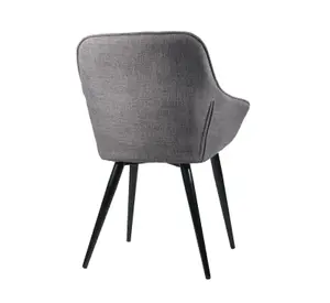 Set Of 2 Windsor Modern Accent Arm Chairs/Dining Chairs,Grey Fabric