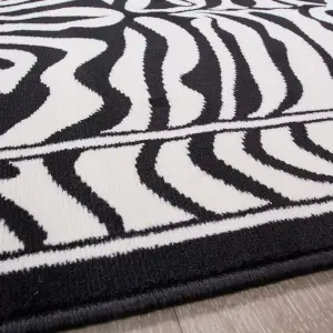 Black White Zebra Print Living Room Runner Rug 60x240cm