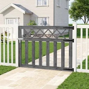 4x3 ft Outdoor Grey Cross Top Garden Wooden Gate Fence Patio Gate