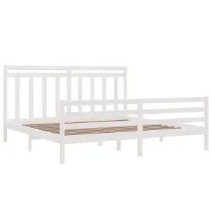 Berkfield Bed Frame White Solid Wood 200x200 cm