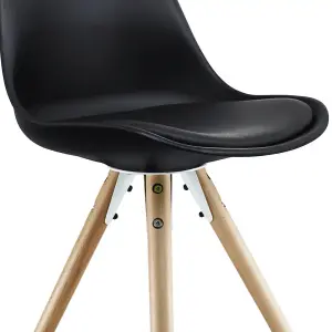 Soho Black Plastic Dining Chair with Pyramid Light Wood Legs