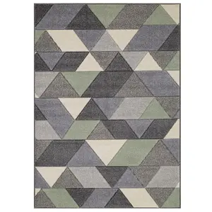 Modern Green Geometric Easy to Clean Rug for Dining Room-200cm X 285cm