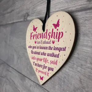 Red Ocean Friendship Gift Handmade Wooden Heart Plaque Best Friend Sign Thank You Birthday Christmas Gift Idea