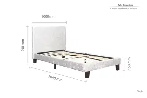 Birlea Berlin Single Bed Steel Crushed Velvet