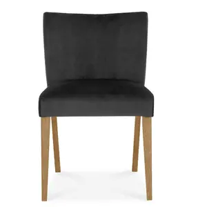 Caserta Upholstered Dining Chair (Set of 2) Gun Metal / Dark Oak