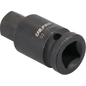 M17 x 55mm 1/2" Drive Short Impact Impacted Allen Hex Key Socket