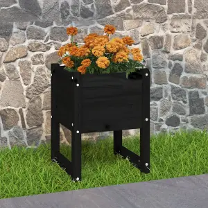 Berkfield Planter Black 40x40x52.5 cm Solid Wood Pine