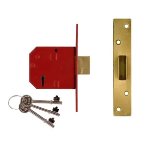 UNION 2134E 5 Lever BS Mortice Deadlock Satin Brass Finish 79.5mm 3in Box