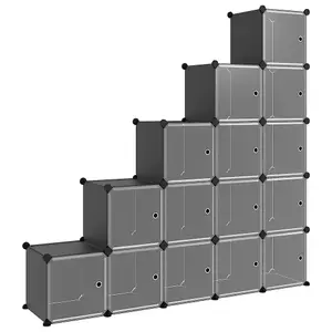 Berkfield Storage Cube Organiser with 15 Cubes and Doors Black PP