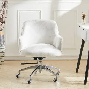 Beige Height Adjustable Ice Velvet Swivel Office Chair