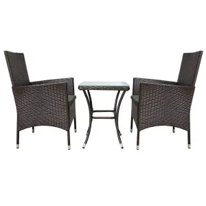 Rattan Bistro Set Furniture 3 PCs Patio Weave Companion Chair Table Set 2 Seater  FREE Cover