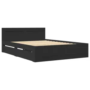 Berkfield Bed Frame with Headboard without Mattress Black 140x200 cm