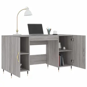 Berkfield Desk Grey Sonoma 140x50x75 cm Engineered Wood