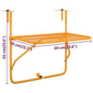 Berkfield Balcony Table Yellow 60x40 cm Steel