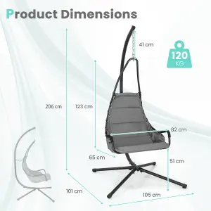 Costway Hanging Swing Chair W/ Heavy-Duty Metal Stand Hammock W/ Extra Large Padded Seat