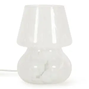 ValueLights Beau White Confetti Glass Table Lamp Tapered Lampshade Bedside Light - Bulb Included