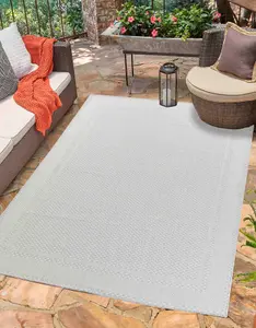 Modern Bordered Design Outdoor-Indoor Rugs Silver 200x290 cm