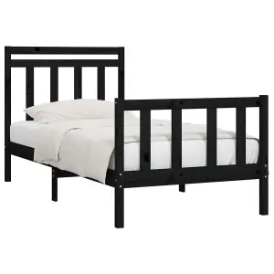 Berkfield Bed Frame Black Solid Wood Pine 100x200 cm