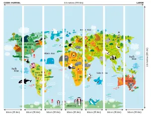 Origin Murals Children's Whole Wide World Map Matt Smooth Paste the Wall Mural 350cm wide x 280cm high