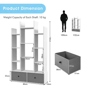 Costway 12 Tier Bookshelf Open Storage Wood Bookcase Organizer Display Shelf