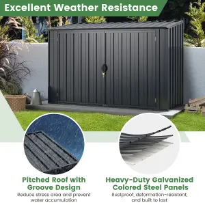 COSTWAY 193 x 86 CM Metal Outdoor Storage Shed All-Weather Garden Storage House w/ Lockable Door