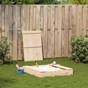 Berkfield Sandpit with Cover 111x111x19.5 cm Solid Wood Pine