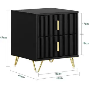 Aldea 2 Drawer Bedside Table Black