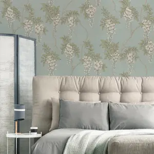 Supefresco Easy Wisteria Duck Egg Blue Wallpaper