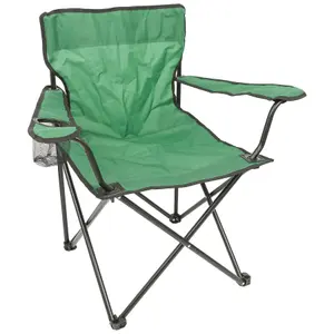 Harbour Housewares Folding Canvas Camping Chairs - Matt Black/Green - Pack of 4