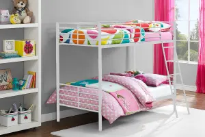 Bunk Bed Convertible Metal White, Single