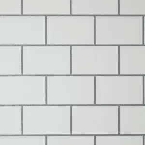 Crown Metro Tile White / Silver Metallic Textured Washable Wallpaper M1634