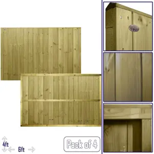 Ultimate Vertical Tongue & Groove Fence Panel (Pack of 4) Width: 6ft x Height: 4ft Interlocking Planks Fully Framed